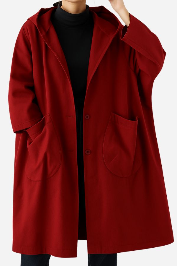 Μπορντό Oversized Αντιανεμικό Μπουφάν, Αδιάβροχο, One Size (Burgundy One Size Fits All Oversized Water Resistant Windbreaker Jacket)